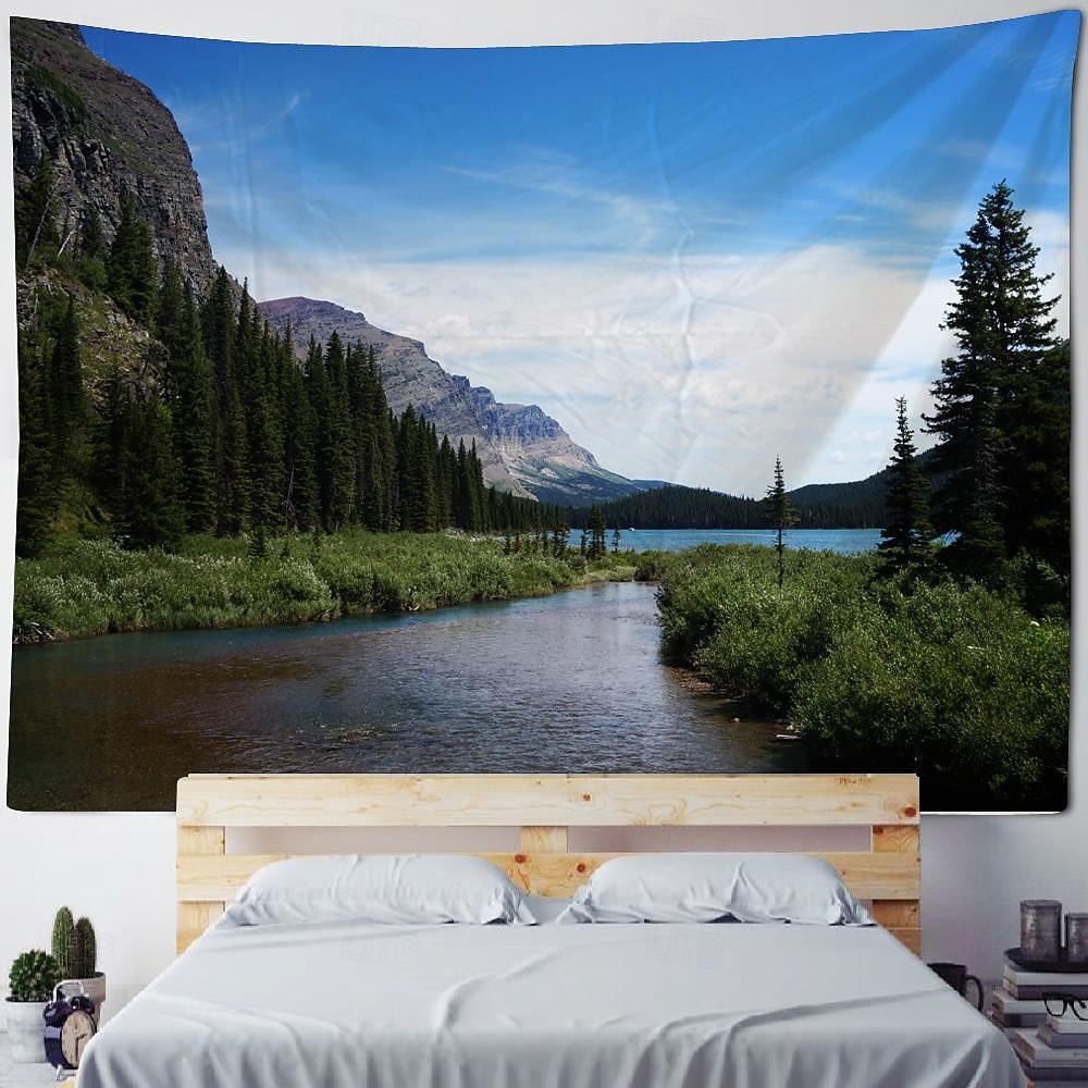 Tapiz colgante de paisaje natural de río de montaña, arte de pared, tapiz grande, decoración mural, fotografía, telón de fondo, manta, cortina, hogar, dormitorio, sala de estar 2026 - $20.99 –P5