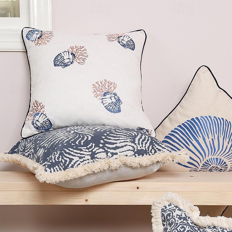 Capa de almofada decorativa com borla oceânica, 1 peça, capa de almofada quadrada macia, fronha para quarto, sala de estar, sofá, cadeira, tartaruga marinha de 2025 por $18.99 –P1