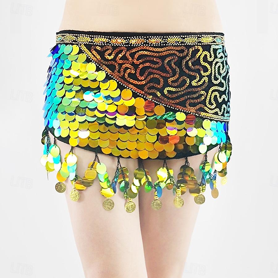 Belly Dance Belt Splicing Sequins Women's Performance Training Sleeveless High Polyester 2025 - $29.99 –P3