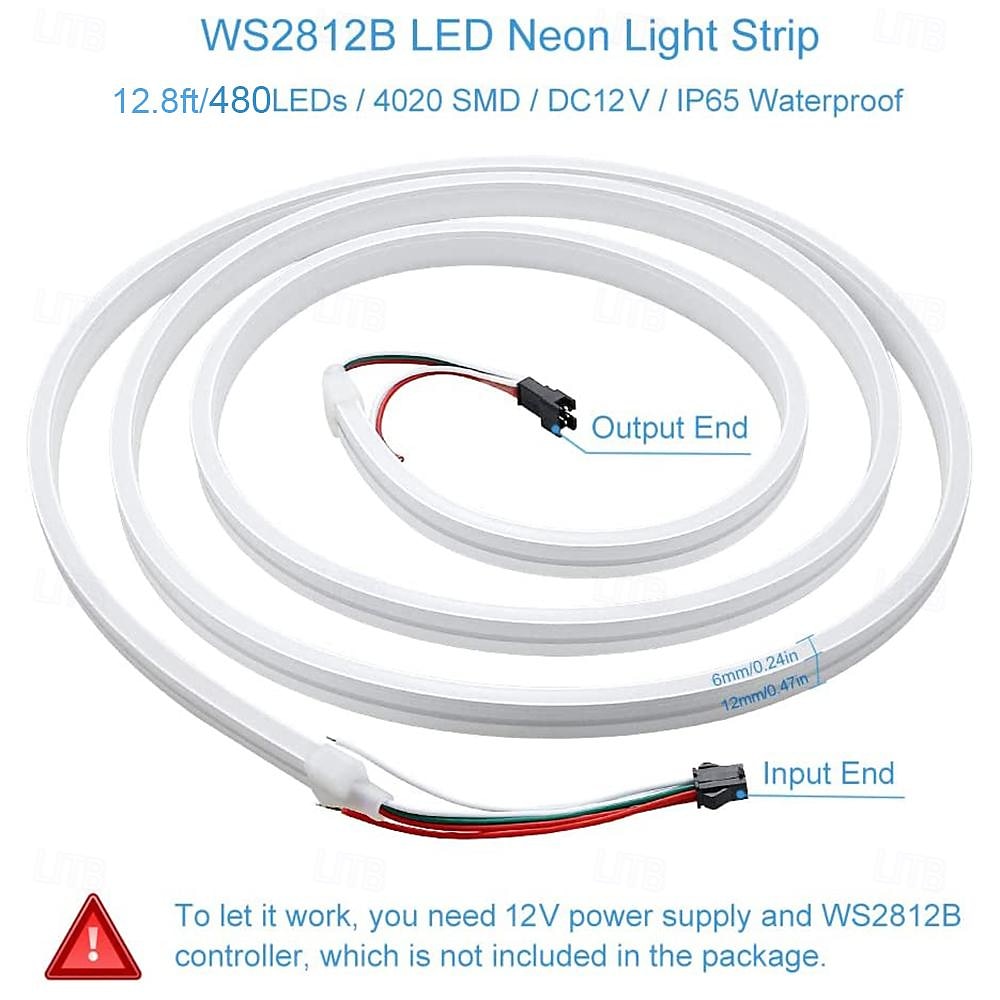 Waterproof RGB Neon Light WS2811 LED Light Bar Neon Light 2-5M Addressable RGB Rainbow LED Pixel Light Bar DC12V Including Power Supply and RF 17key Controller Applicable to DIY LED Neon Sign Art Wall Decoration Lighting 2025 - $37.99 –P10