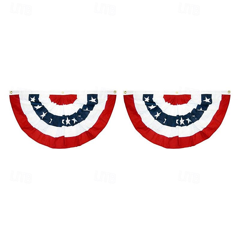 usa patriotisk plissert vifteflagg - 2 stk amerikansk us flagg bunting banner patriotisk bunting flagg stjerner og striper flagg bunting for minnedag den 4. juli og arbeidsdagen 2025 - $29.99 –P1
