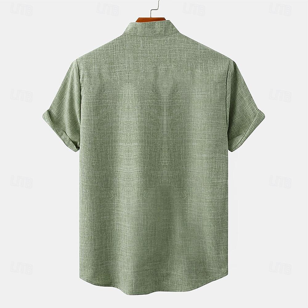 Voor heren Overhemd linnen overhemd retro-overhemden Vintage overhemd Etnisch shirt Tribal Dagelijks Bruin Groen Grijs Korte mouw Strijkijzer Zomer Lente Kleding 2025 - $26.99 –P1