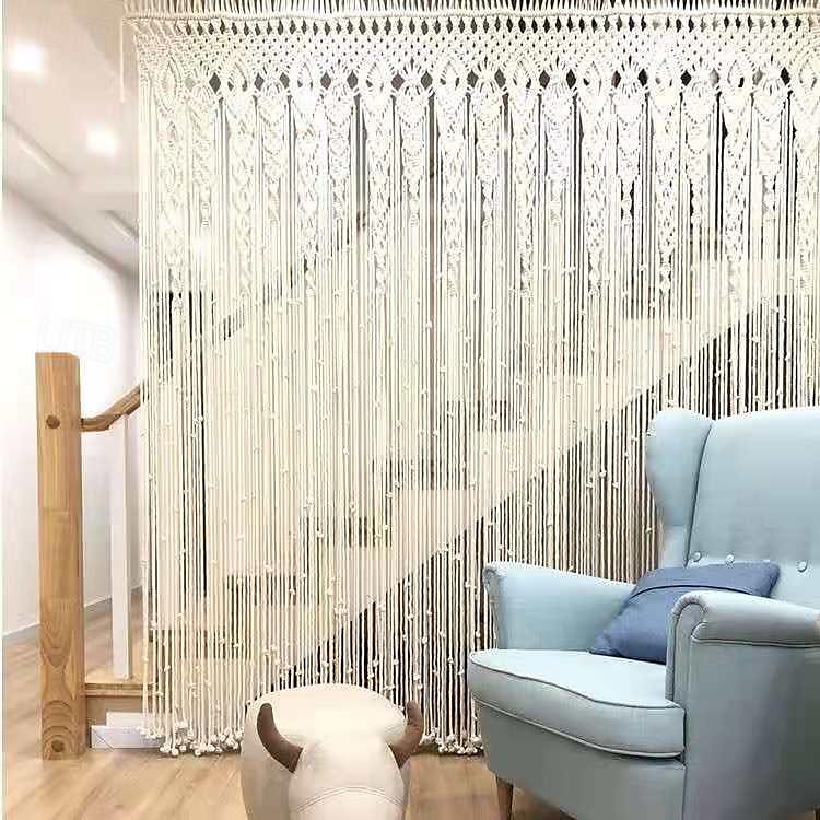 Makramee-Vorhang zum Aufhängen, Boho-Dekor, lange Fransen, schicke Türtrenner, handgefertigte Häkel-Wandteppiche, Vorhänge, Dekorationen für Wohnzimmer, Fenster, Wohnheim, Wohnung, Babyparty 2025 - $53.99 –P2