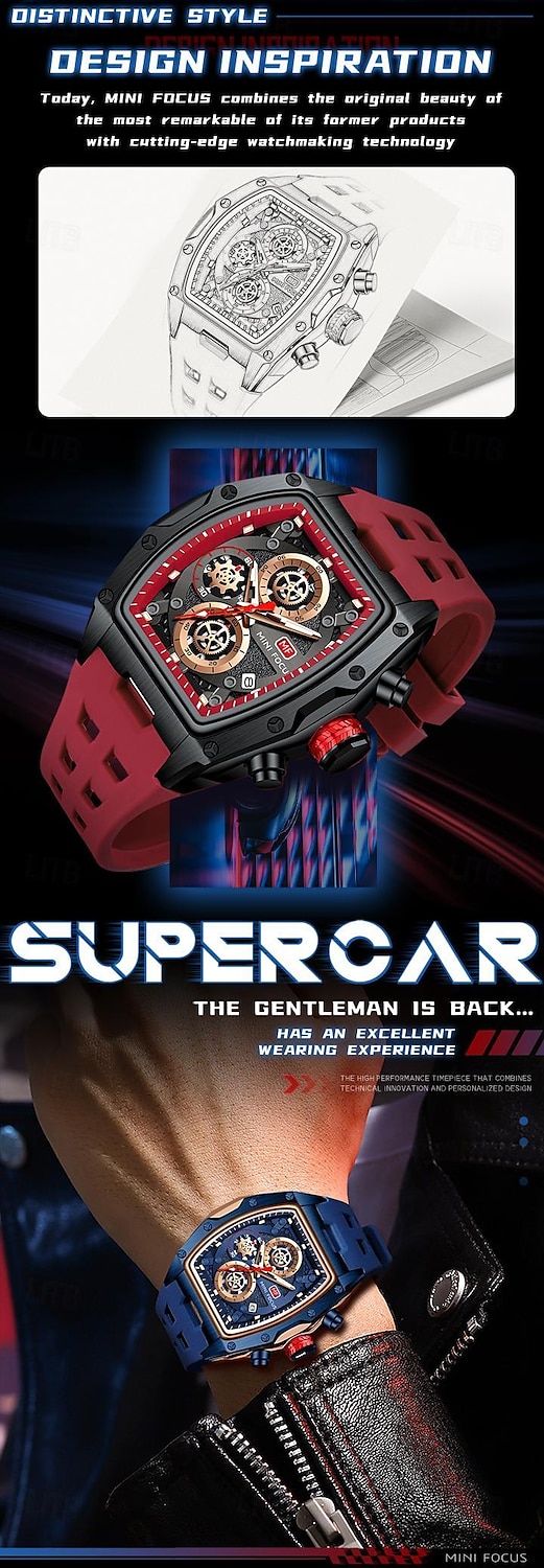 MINI FOCUS Men Quartz Watch Outdoor Fashion Casual Wristwatch Luminous Calendar Waterproof Decoration Silicone Gel Watch 2025 - $35.99 –P2