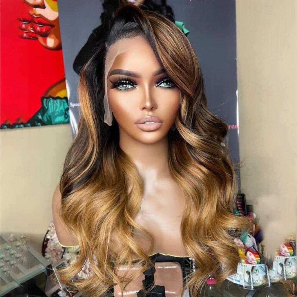 Remy mensenhaar 4x13 Sluiting Pruik Zijdeel Braziliaans haar Golvend Los golvend Meerkleurig Pruik 130% 150% Haardichtheid met babyhaar Ombre-haar 100% Maagd Pre-geplukt Voor Dames Lang Kanten 2025 - $214.39 –P2