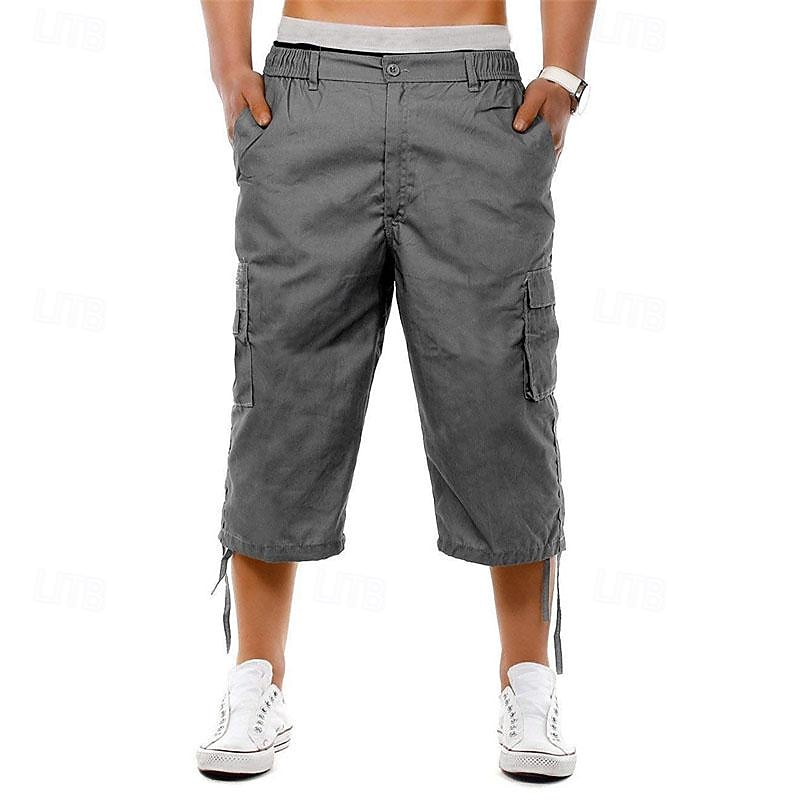 Homens Shorts táticos Bermuda Cargo Calças Capri Botões Cintura elástica Bolso multi Tecido Vestível Comprimento da panturrilha Ao ar livre Diário Acampar e Caminhar Moda Clássico Preto Azul de 2026 por $26.99 –P9