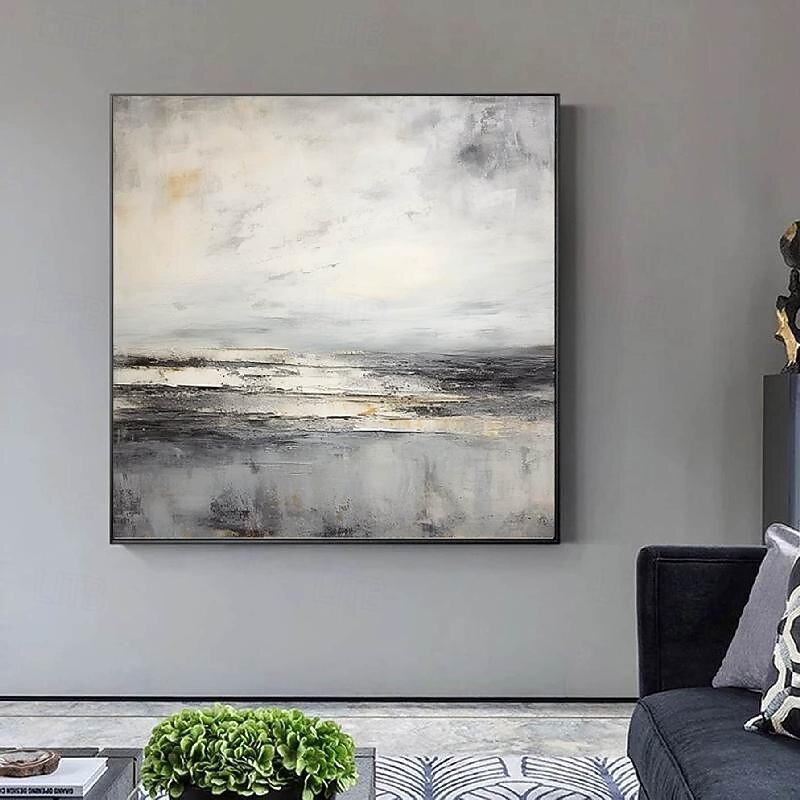 Abstract Skyline Painting hand painted Extra large wall art pain ting handmade gray landscape painting on canvas large wall art gold abstract mordern painting for Bedroom Living room painting 2025 - CAD $157.3 –P10