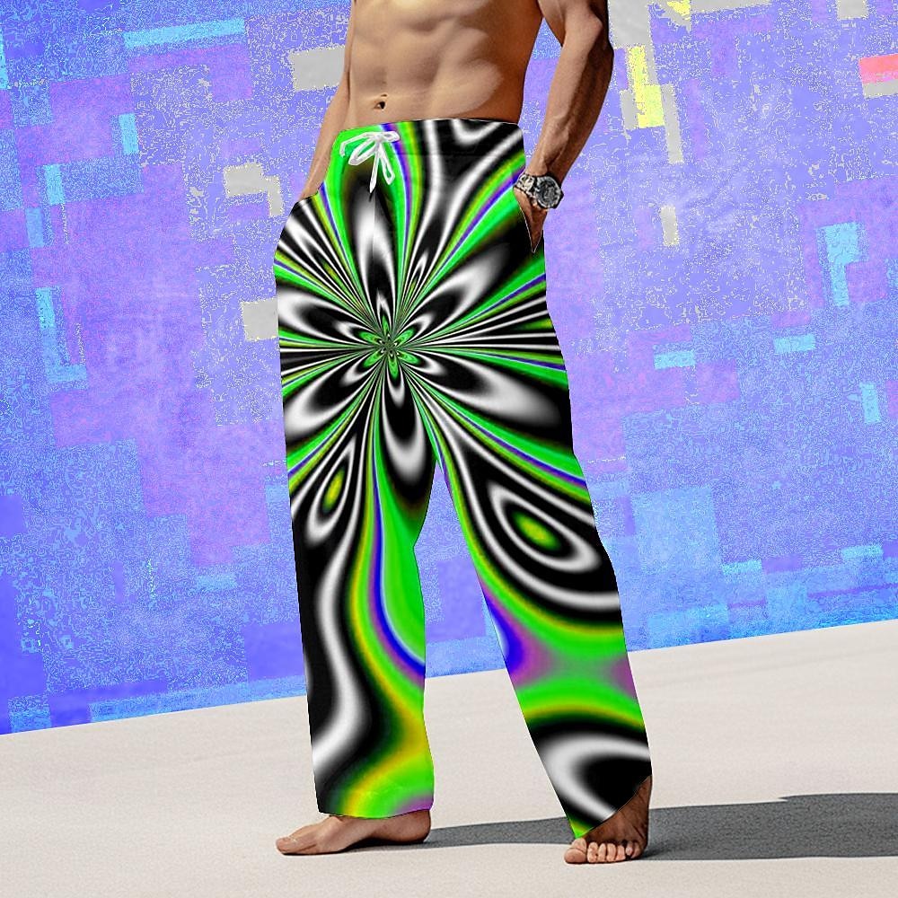 Men's Graphic Trousers Mid Waist Vacation Casual Summer Spring 3D Print Black Pink Blue 2025 - $25.99 –P5