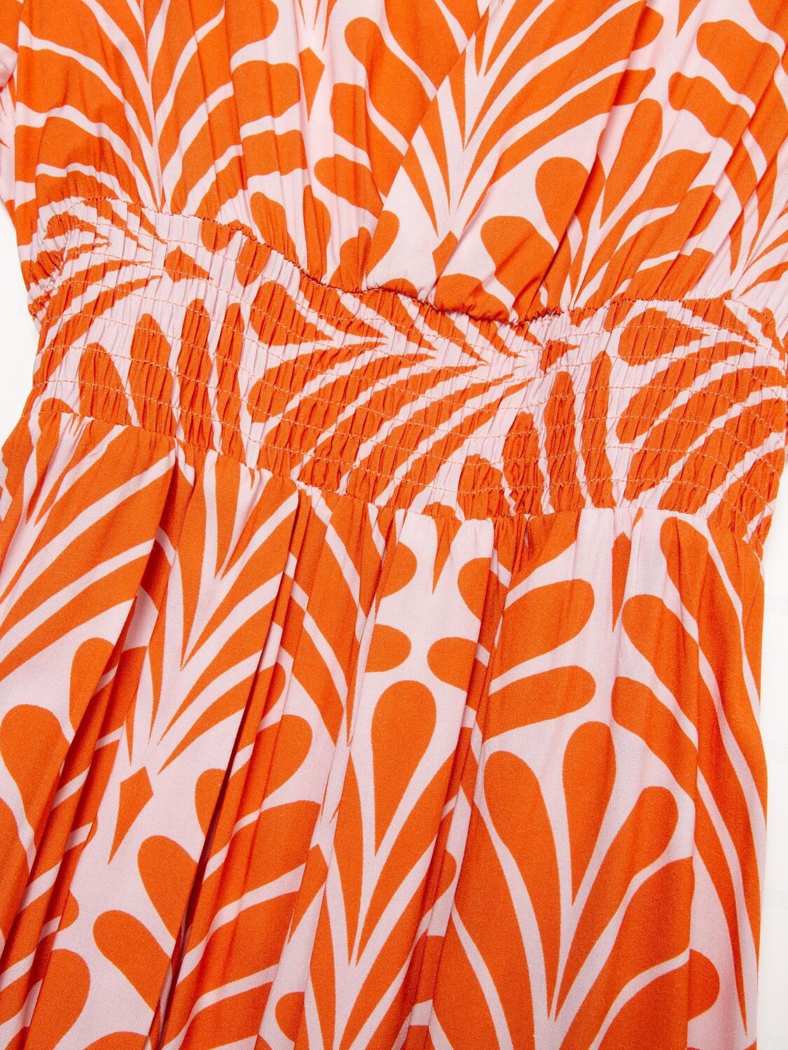 Damen Midi-Kleid Maxikleid Orange Kurzarm Geometrisch Mit Gürtel Frühling & Sommer V Ausschnitt Musterkleid S M L 2025 - $16.69 –P11