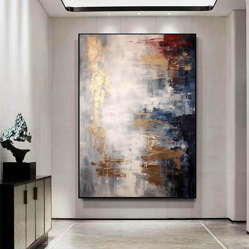 grijs goud getextureerd schilderijhandgemaakt abstract schilderij met de hand geschilderde goudfolie acrylschilderijen minimalistische kunstwerken muurkunst schilderij voor woonkamer slaapkamer 2025 - $116.99 –P10