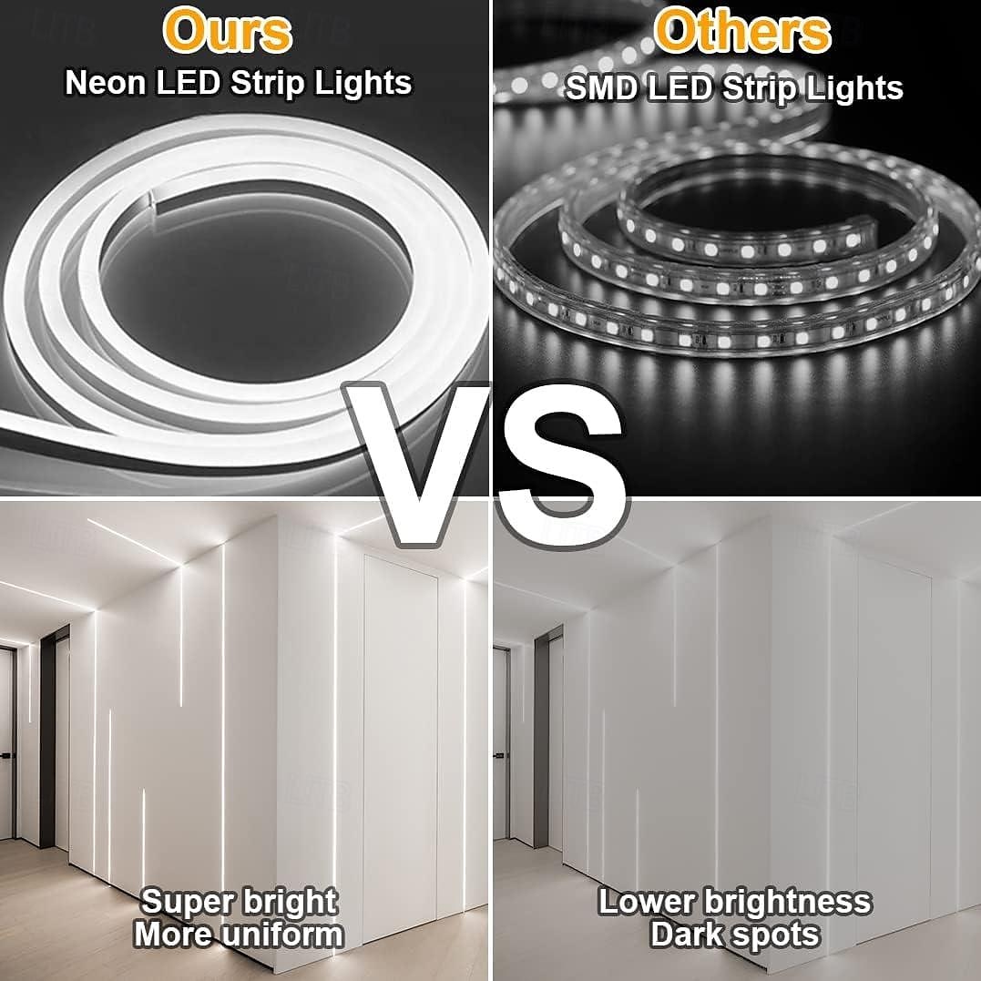 Waterproof LED Neon Light 5-25M/16-90ft Various Colors of Neon Light Strip Pool Light Strip and Plug-in Neon Light Strip Suitable for Bedrooms Kitchens Balcobalconies Outdoor Courtyards 220V 2025 - $29.99 –P4
