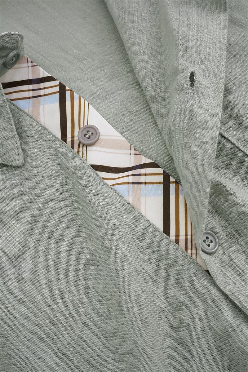 Voor heren Overhemd linnen overhemd Zomer overhemd Strand Kleding Overhemd met knopen Effen Vakantie Curise Wit blauw Blauw Khaki Korte mouw Kraag Zomer Lente Kleding 2025 - $22.99 –P6