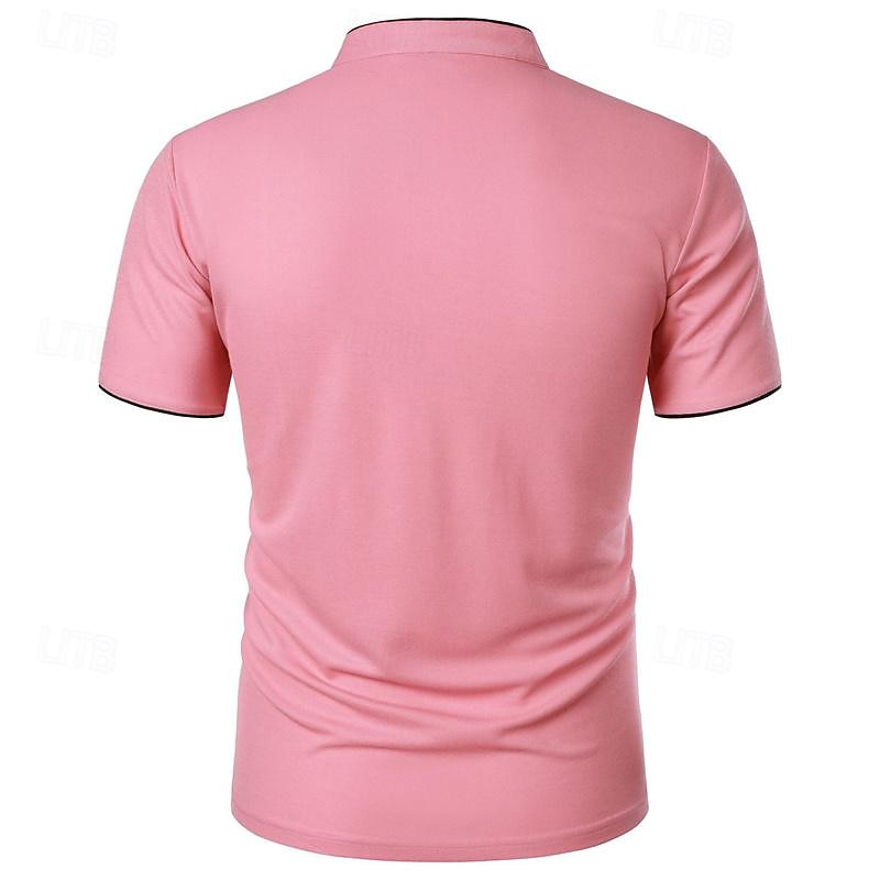Homme Chemise de golf Polos de Golf Travail Occasionnel Col montant Manche Courte Basique Moderne Bloc de Couleur Patchwork Boutons Printemps & Été Coupe régulière Vin Noir Blanche Rose bleu marine de 2026 ? $7.99 –P12