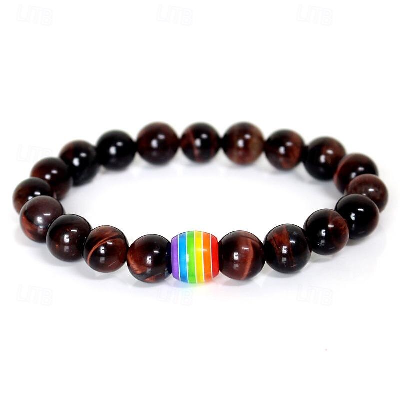 pulseira de arco-íris do orgulho pulseira gay pulseira de contas de pedra vulcão de 2025 por $17.99 –P4