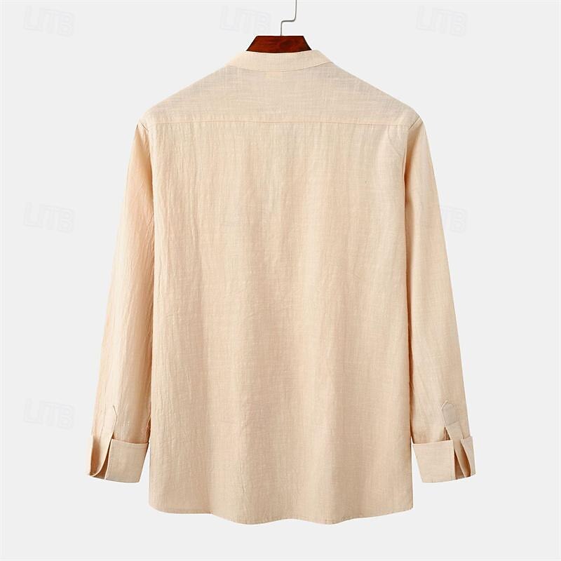 Per uomo Camicia Camicia di lino Camicia in cotone e lino Camicia con colletto cinese Camicia con colletto alla coreana Camicia casual Semplice Vacanza Camicia hawaiana Bianco Blu marino Cachi Azzurro del 2025 a $32.99 –P13