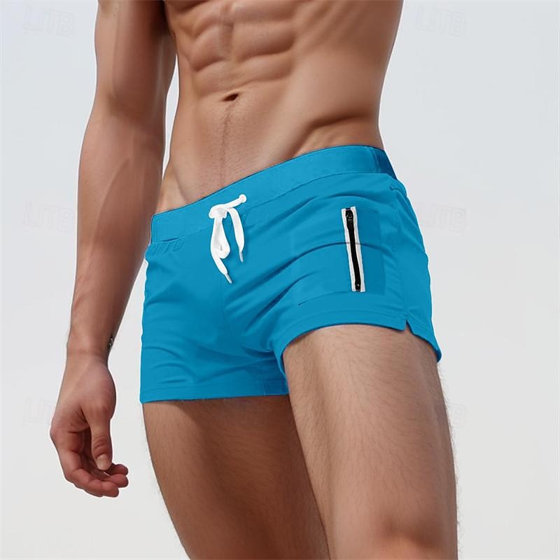 Men's Board Shorts Swim Shorts Swim Trunks Drawstring Elastic Waist Plain Comfort Quick Dry Short Holiday Beach Weekend Fashion Casual Black White Micro-elastic 2026 - $13.49 –P3