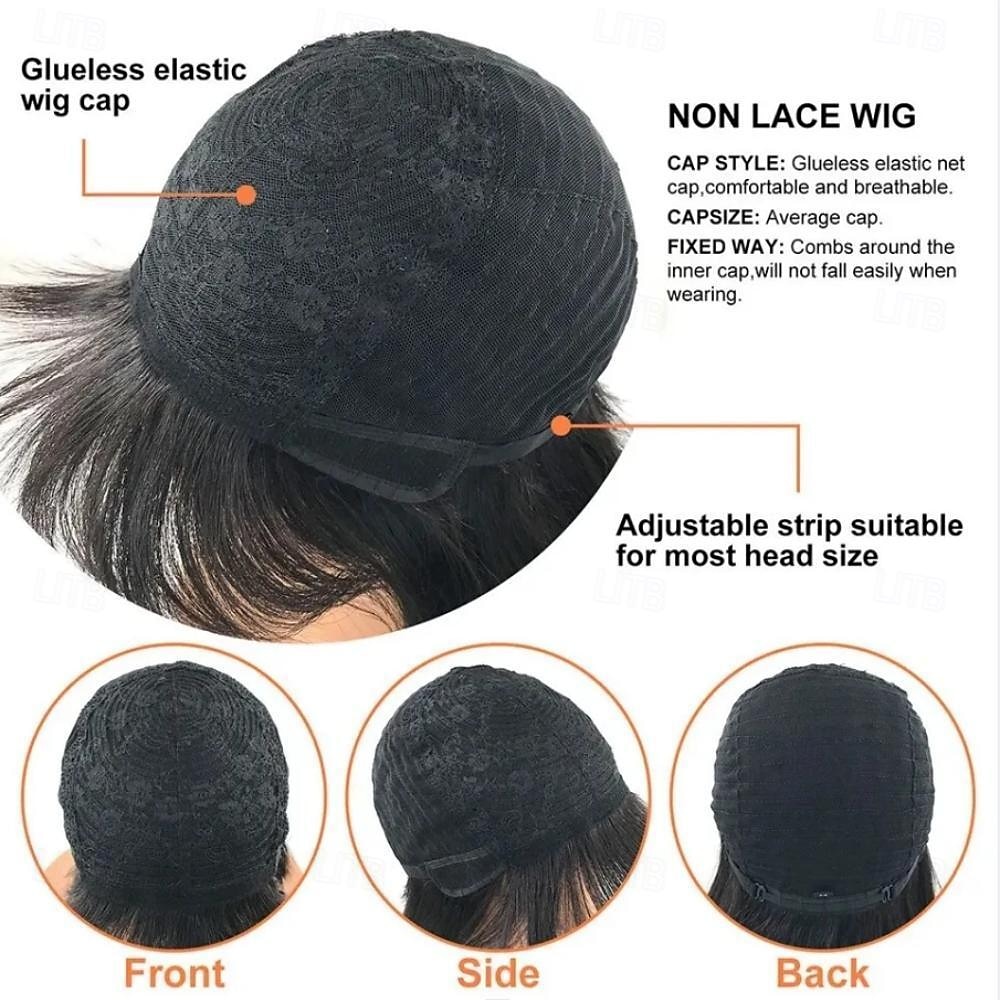 korte bob pruik menselijk haar korte pixie-cut pruiken voor zwarte vrouwen 100% menselijk haar geen kanten voorkant pruiken natuurlijk zwart 2026 - $44.99 –P5