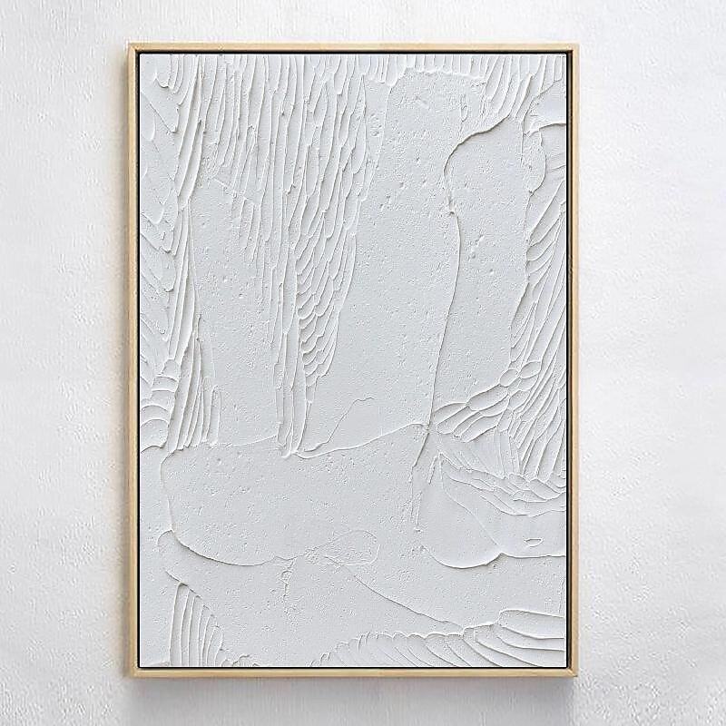 peint à la main 3d texturé blanc peinture abstraite sur toile 3d texturé art mural boho moderne toile art salon décor pattle couteau peinture à l'huile décor à la maison hôtel pièce d'art de 2025 ? $116.99 –P9