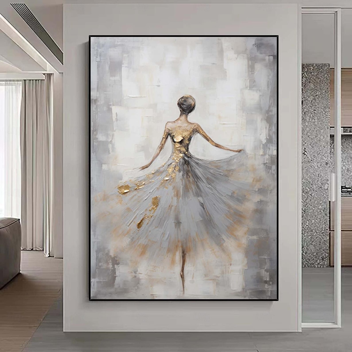 absztrakt texturált balerina olajfestmény, kézzel festett figuratív táncoló lány fal művészet extra nagy festmény impresszionizmus firl otthon dekoratív művészet olajfestmény 2026 - $87.99 –P5