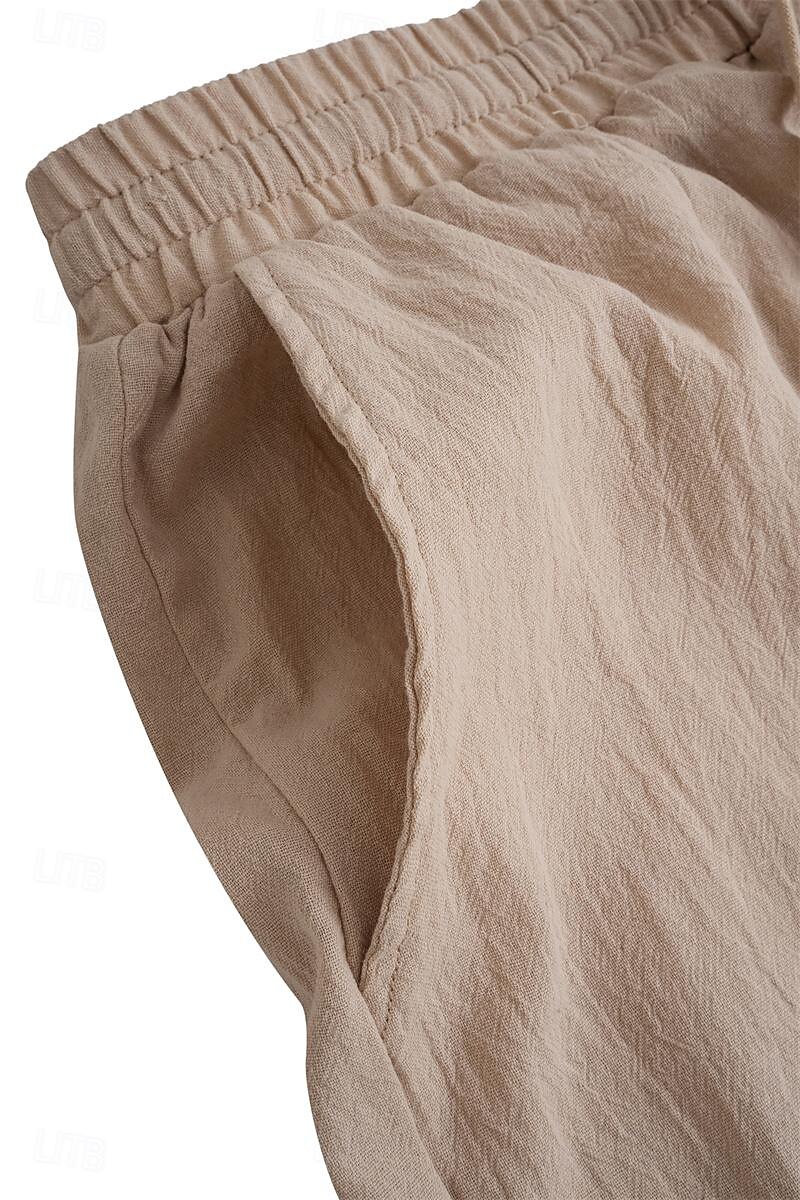 Homens Calção Shorts de verão Shorts de praia Com Cordão Cintura elástica Perna reta Tecido Conforto Respirável Curto Casual Diário Feriado Moda Estilo Clássico Cáqui Claro Azul Marinha de 2025 por $16.49 –P5