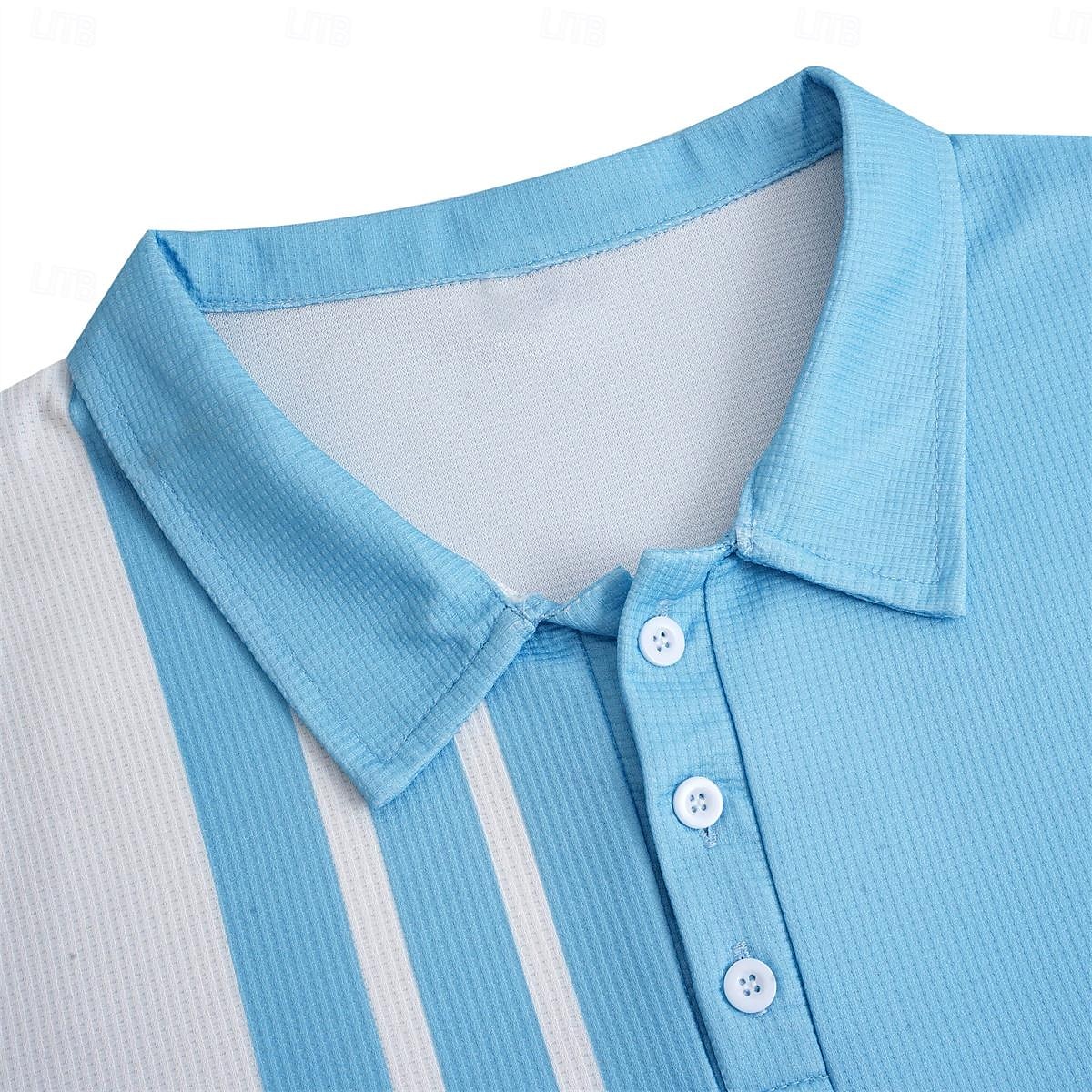 Herren Waffel-Poloshirt Golfhemd Arbeit Strasse Polo-Kragen Klassisch Kurzarm Modisch Brautkleider schlicht Gestreift Knopf vorne Sommer Frühling Frühling Sommer Regular Fit Schwarz Armeegrün Blau 2025 - $18.99 –P3
