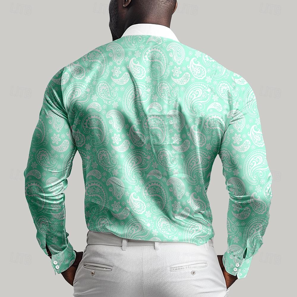 Miesten Satiini paita Pukupaita Button Up paita Muodollinen Loma Punastuvan vaaleanpunainen Apila Pitkähihainen Sänkyjen avaus Kesä Kevät Vaatetus Napit 2025 - $27.99 –P2