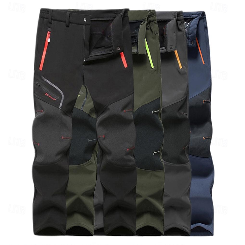 Men's Fleece Lined Pants Waterproof Hiking Pants Trousers Softshell Pants Winter Outdoor Thermal Warm Windproof Breathable Elastic Waist Fleece Bottoms Army Navy Grey Black Hunting Fishing Skiing 2025 - $34.99 –P3