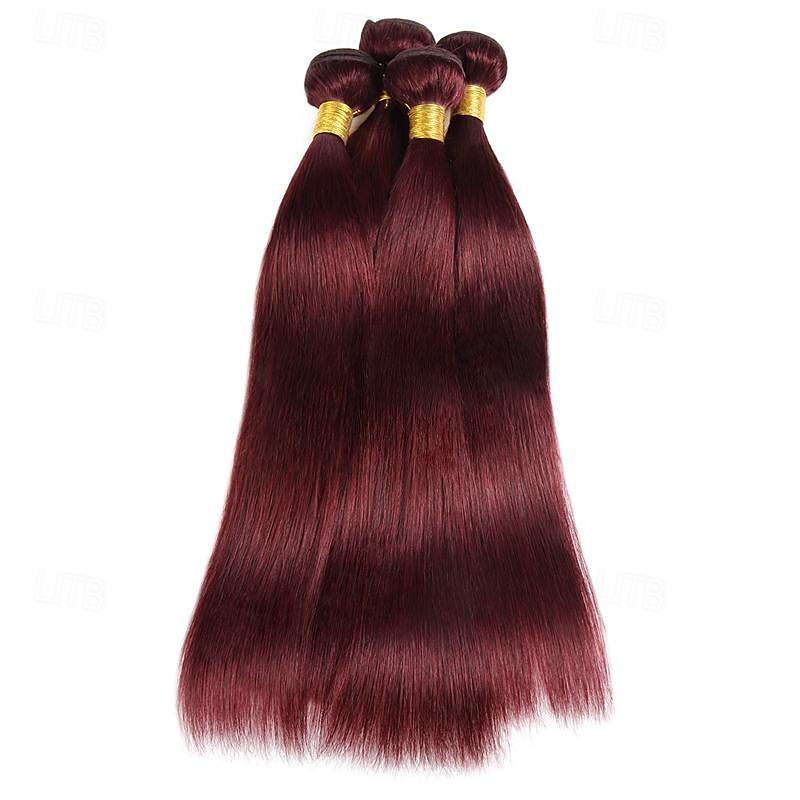 vin rouge # 99j remy cheveux humains tisser 12-30 pouces de long soyeux droite non transformés vierges brésiliens extensions de trame de cheveux pour les femmes 3pcs de 2025 ? $132.99 –P2