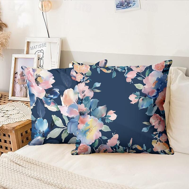 Housse de coussin décorative à fleurs aquarelle, taie d'oreiller carrée douce, pour chambre à coucher, salon, canapé, chaise, 2 pièces de 2025 ? $13.99 –P4