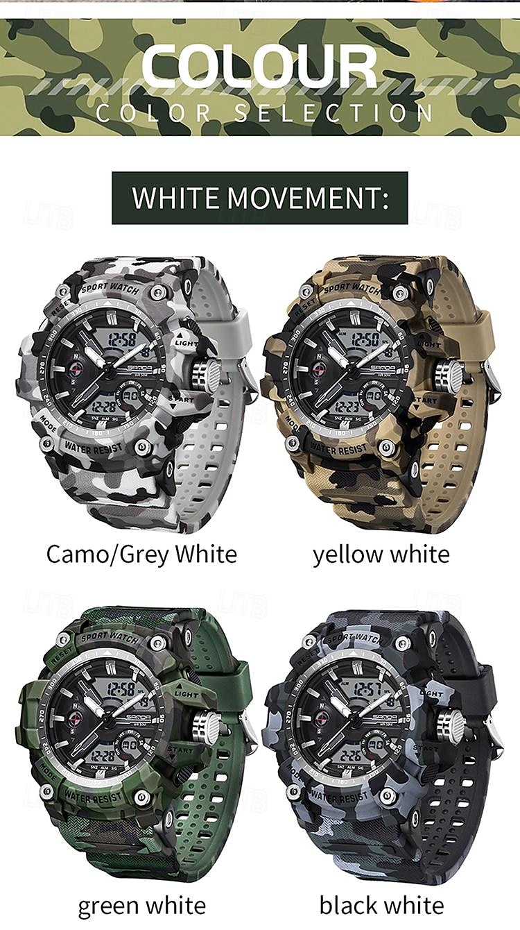 SANDA Men Digital Watch Outdoor Sports Fashion Casual Luminous Stopwatch Alarm Clock Waterproof TPU Watch 2026 - $33.99 –P13