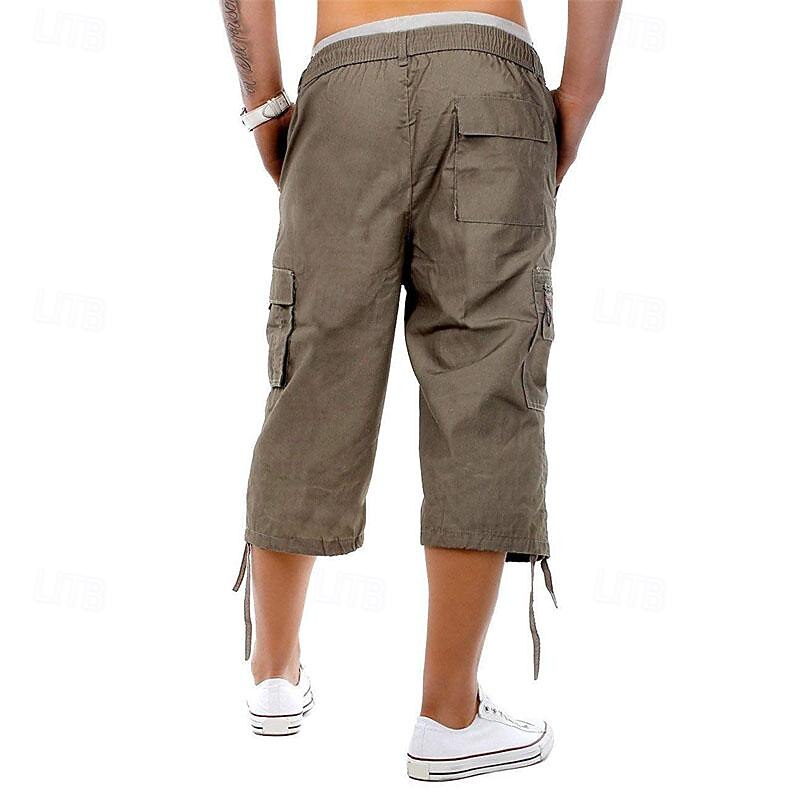 Homens Shorts táticos Bermuda Cargo Calças Capri Botões Cintura elástica Bolso multi Tecido Vestível Comprimento da panturrilha Ao ar livre Diário Acampar e Caminhar Moda Clássico Preto Azul de 2026 por $26.99 –P8