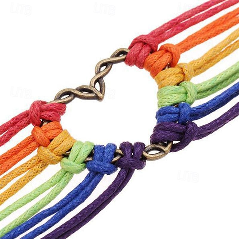 mês do orgulho diy retro metal amor arco-íris tecelagem pulseira e pulseira de joias de 2025 por $16.99 –P4