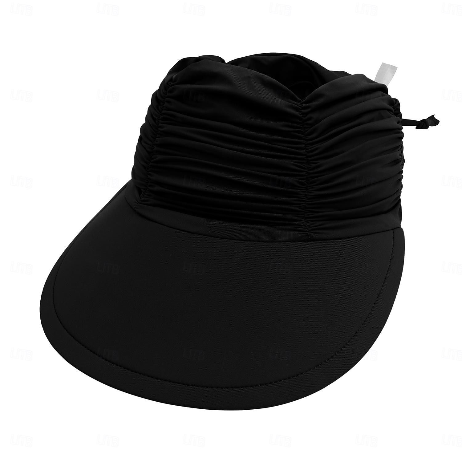 Modischer, einfarbiger UV-Sonnenschutz für Damen mit breiter Krempe, Visier, modischer Aufdruck, geraffter Sonnenschutz, leerer Sommer-Strandhut 2025 - $8.99 –P8