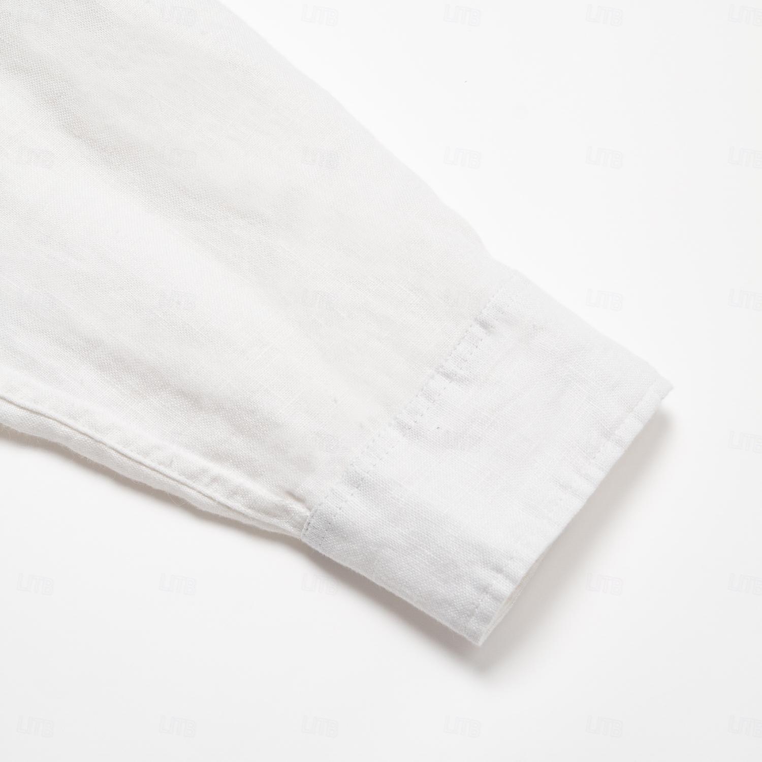 100% Lino Per uomo Camicia Camicia di lino Camicia da Spiaggia Camicia con Bottoni Bianco Manica Lunga Semplice Bavero Primavera & Autunno Vacanza Quotidiano Abbigliamento del 2025 a $28.99 –P5