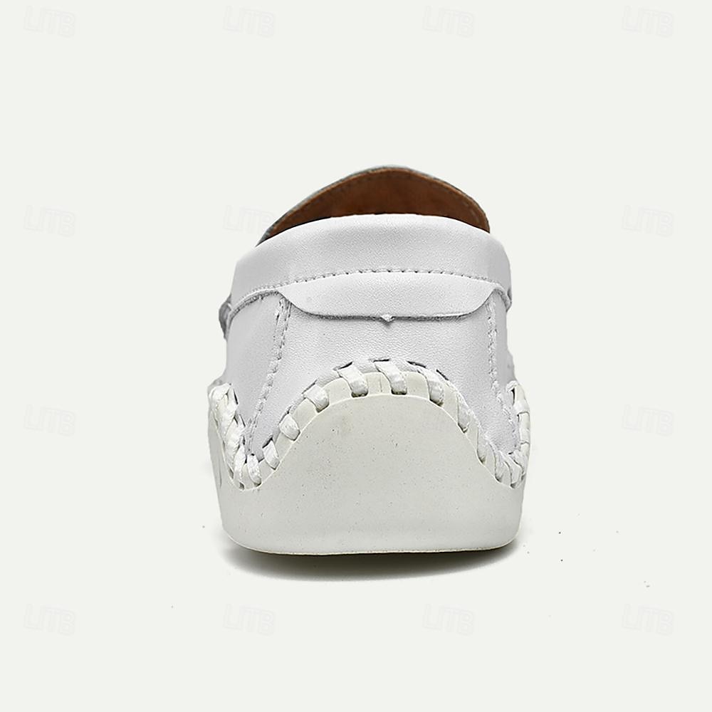 Per uomo Mocassini e Slip-Ons Penny Loafers Di pelle Comodo Antiscivolo Mocassino Argento Nero Bianco del 2025 a $54.99 –P3