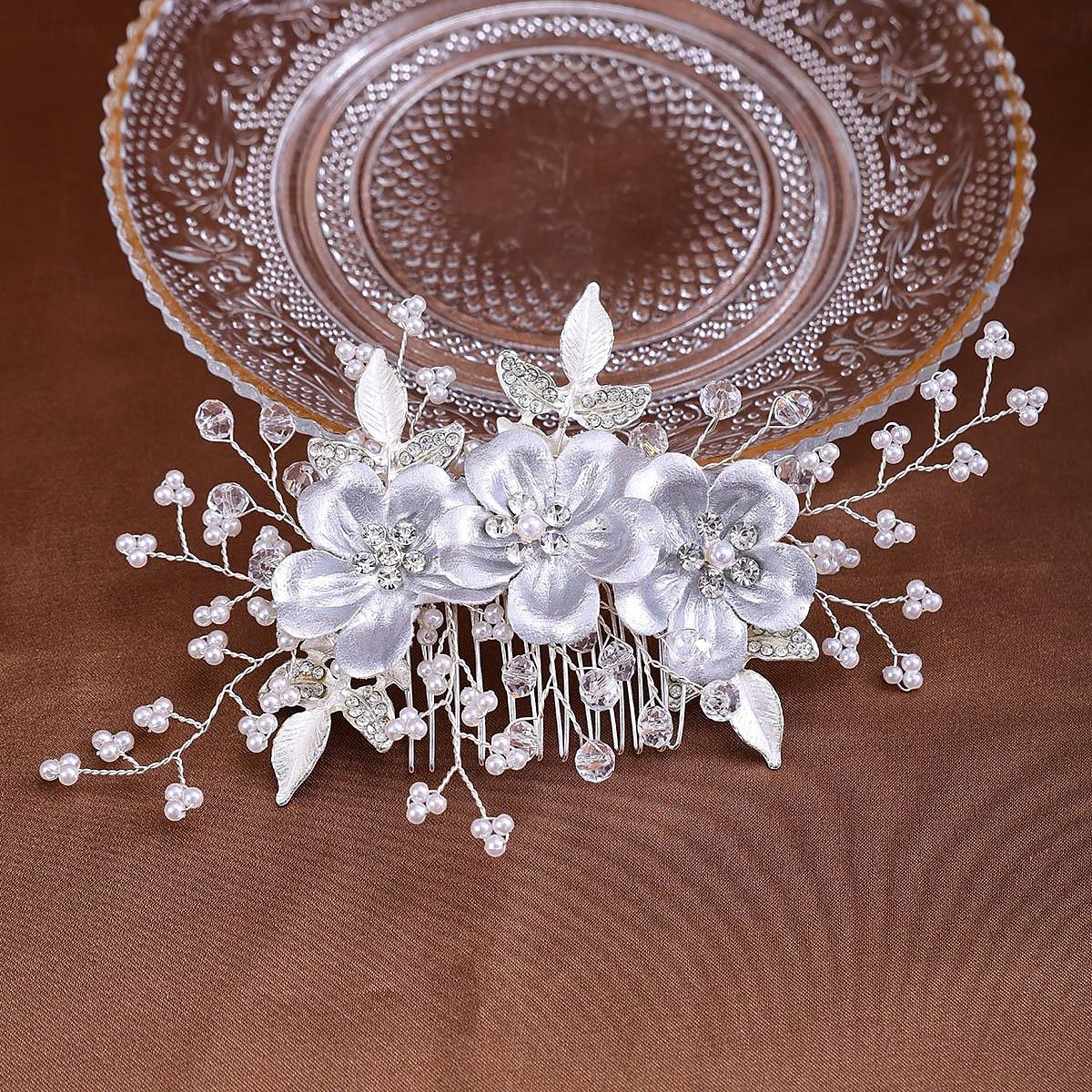 Hair Combs Headdress Imitation Pearl Rhinestone Wedding Cocktail Elegant Luxury With Rhinestone Faux Pearl Headpiece Headwear 2025 - $14.99 –P2