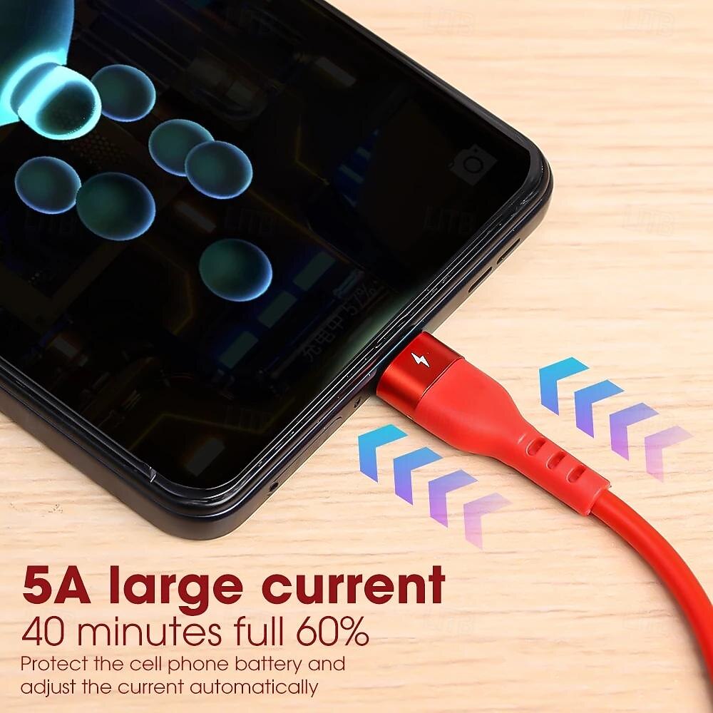 5A Type C Data Cable Spring Telescopic Fast Charging Cord Car USB C Charge Cord for Android Phone Accessories for Xiaomi Samsung 2025 - $11.99 –P7