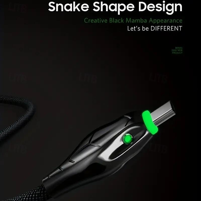 100W Zinc Alloy Snakehead Lamp Data Cable Is Suitable For Type-c Black Mamba Fast Charge Data Cable 5A 2025 - $12.99 –P8