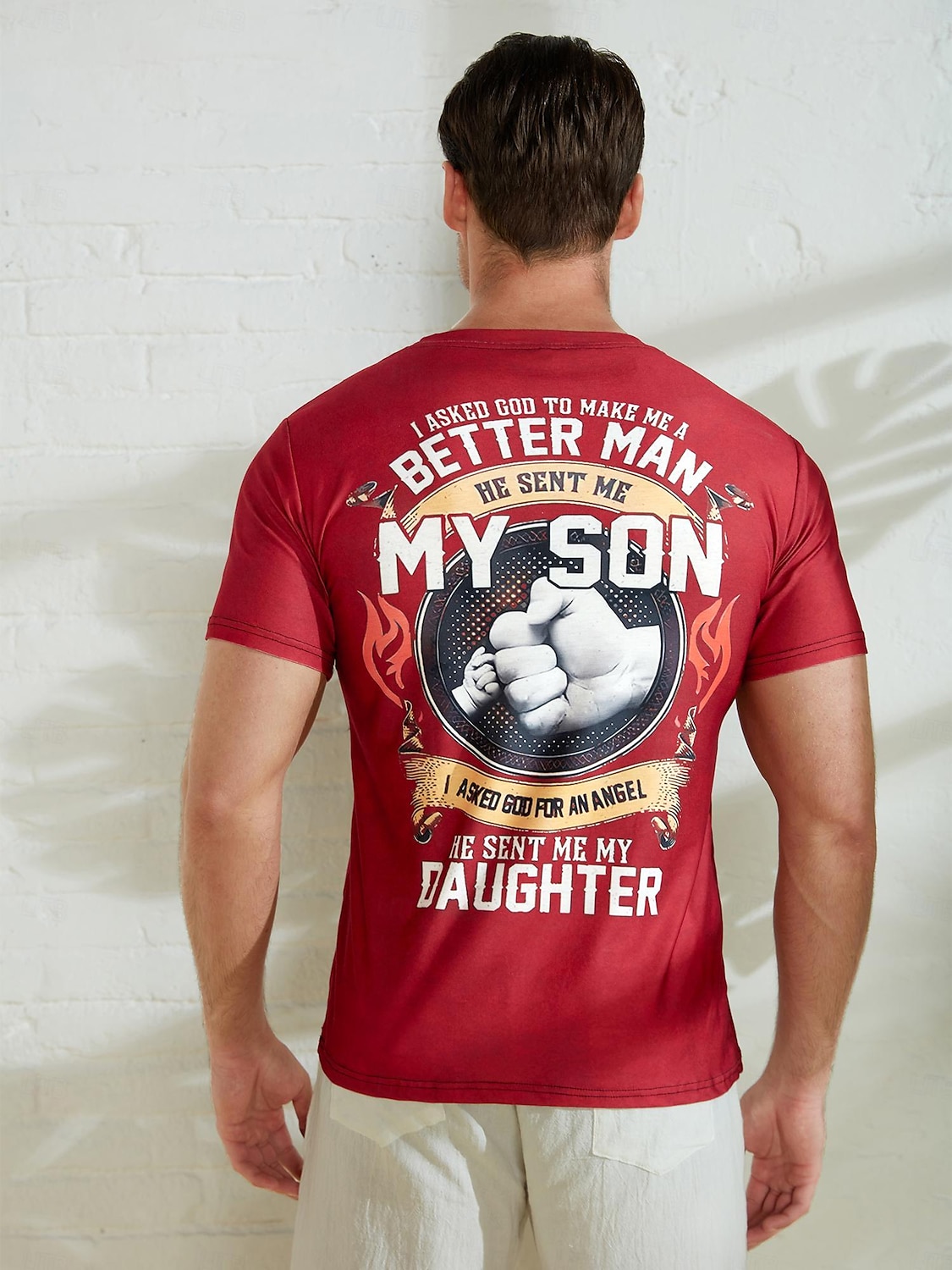 Mannen Papa Graphic Tee 'God maakte me een betere man met mijn zoon mijn dochter mijn engel' Korte Mouw Familie T-Shirt 2026 - $21.99 –P4