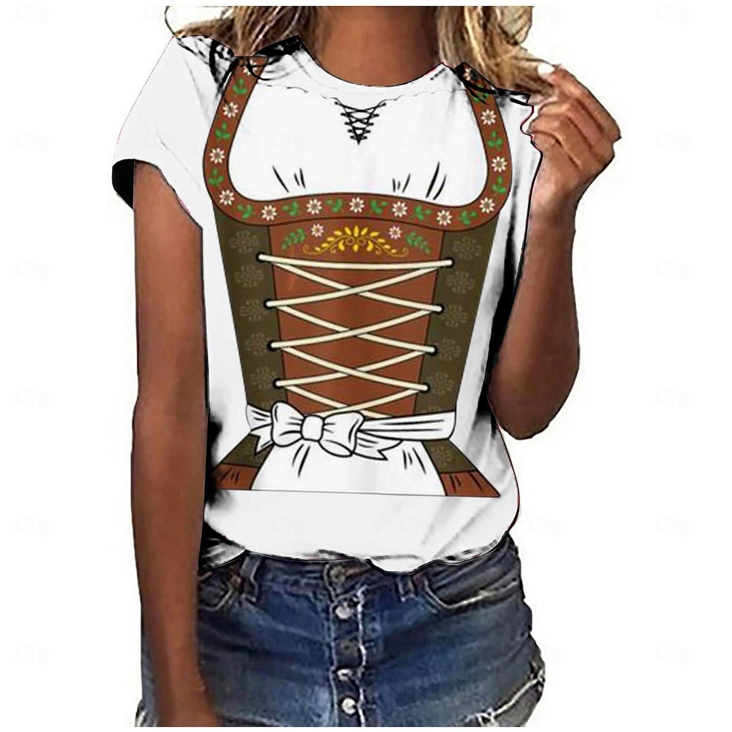 Japonesa/Curta Anime 3D Bávaro Estilo de rua Camiseta Arte Gráfica para Mulheres Adulto Impressão 3D  para Cerveja Oktoberfest Baile de Máscaras Casual / Diário de 2026 por $20.99 –P7