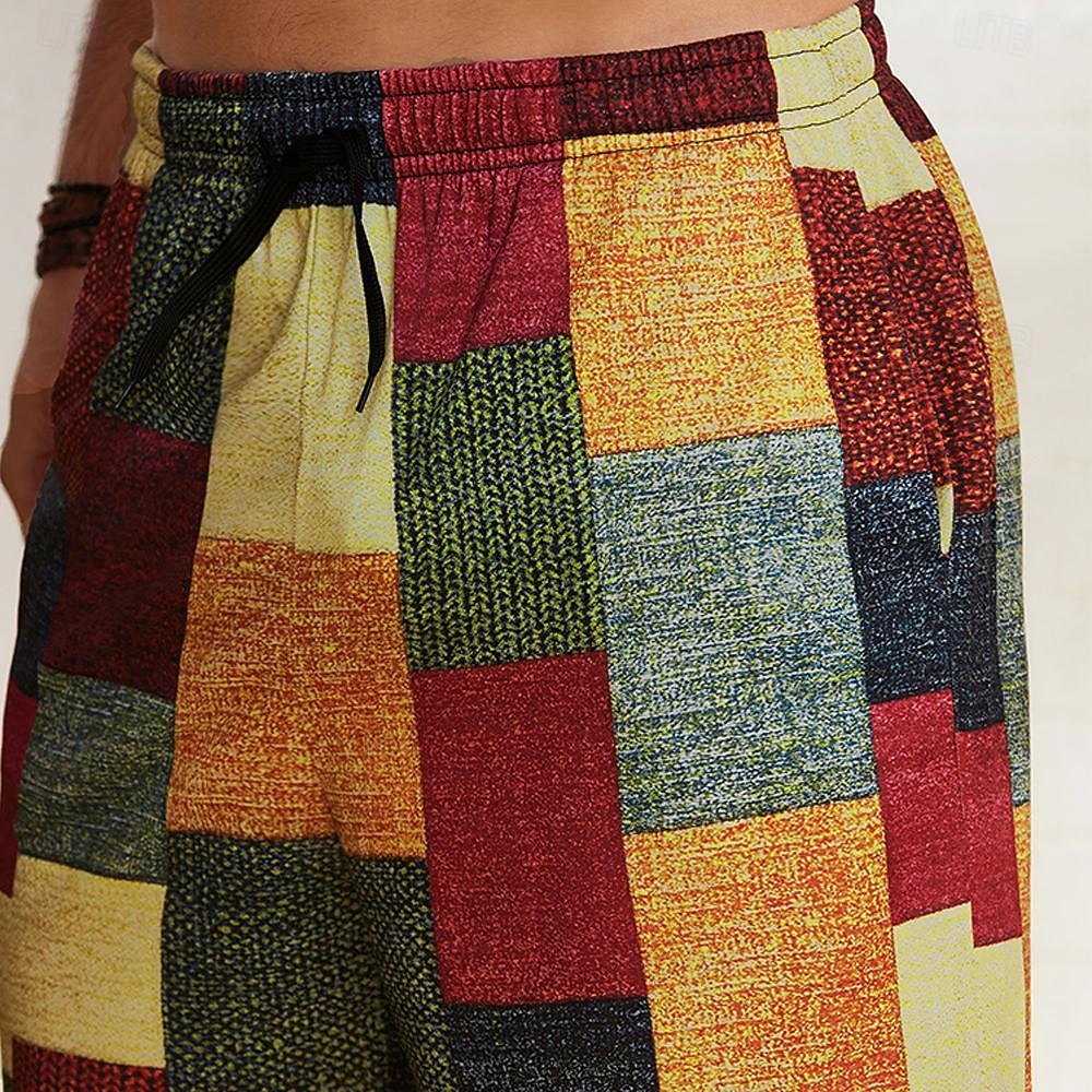 Men's Geometric Color Block Patchwork Shorts Summer Shorts Casual Shorts Mid Waist Fashion Streetwear Designer Casual Daily Holiday Drawstring Pocket Elastic Waist Designer Clothing Apparel 2026 - $19.99 –P5