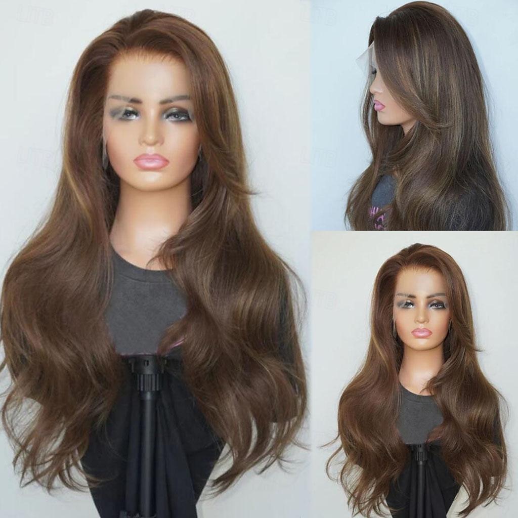 Remy mensenhaar 4x13 Sluiting Pruik Gratis deel Braziliaans haar Golvend Kastanjebruin Pruik 130% 150% Haardichtheid met babyhaar 100% Maagd Pre-geplukt Voor Dames Lang Kanten pruiken van echt 2025 - $214.29 –P4