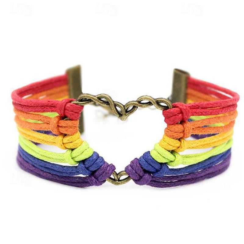 mês do orgulho diy retro metal amor arco-íris tecelagem pulseira e pulseira de joias de 2025 por $16.99 –P2
