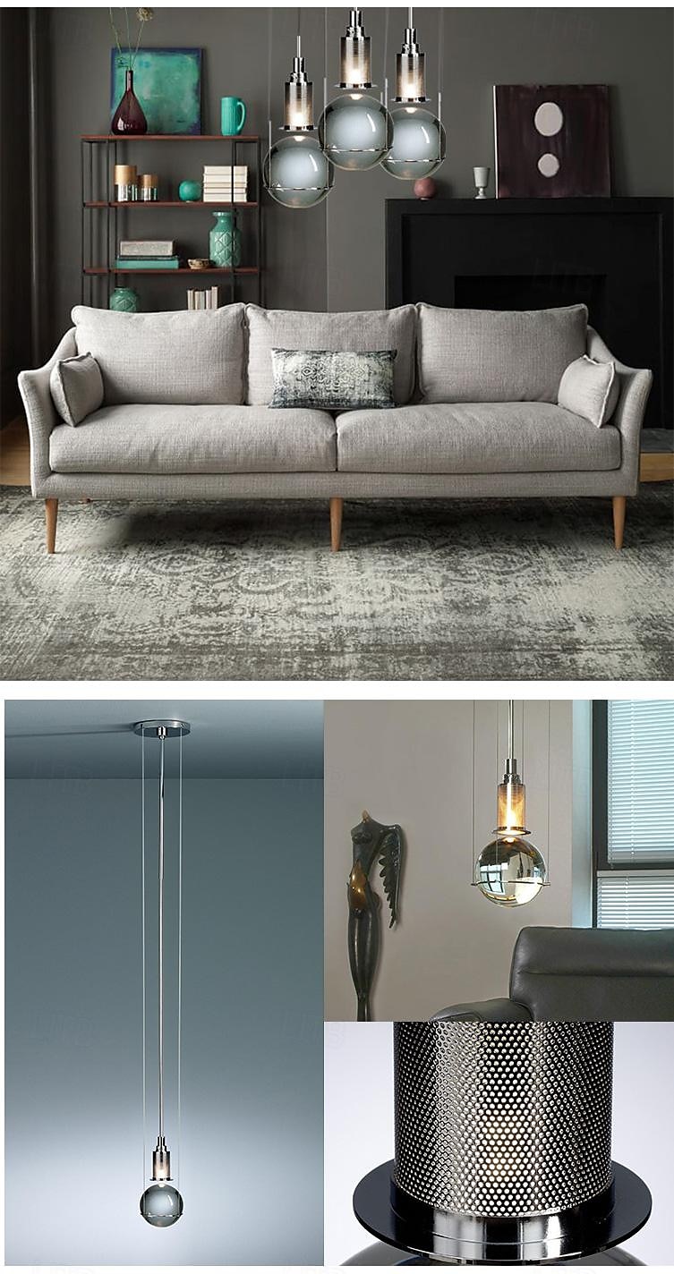 LED Pendant Light Glass Ball 1-Light 15 cm Suspension Luminaire Modern Minimalist Creative Personality Meteor Shower Pendant Lamp Bedroom Dining Room 110-240V 2025 - $279.99 –P5