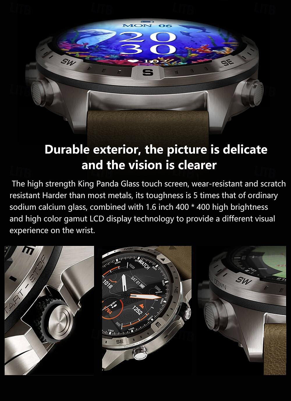 Alloy Outdoor Sports Smartwatch Men Compass 1.6inch 360*360 HD Screen Bluetooth Call Health Monitoring Smart Watch Man 2025 - $49.99 –P4
