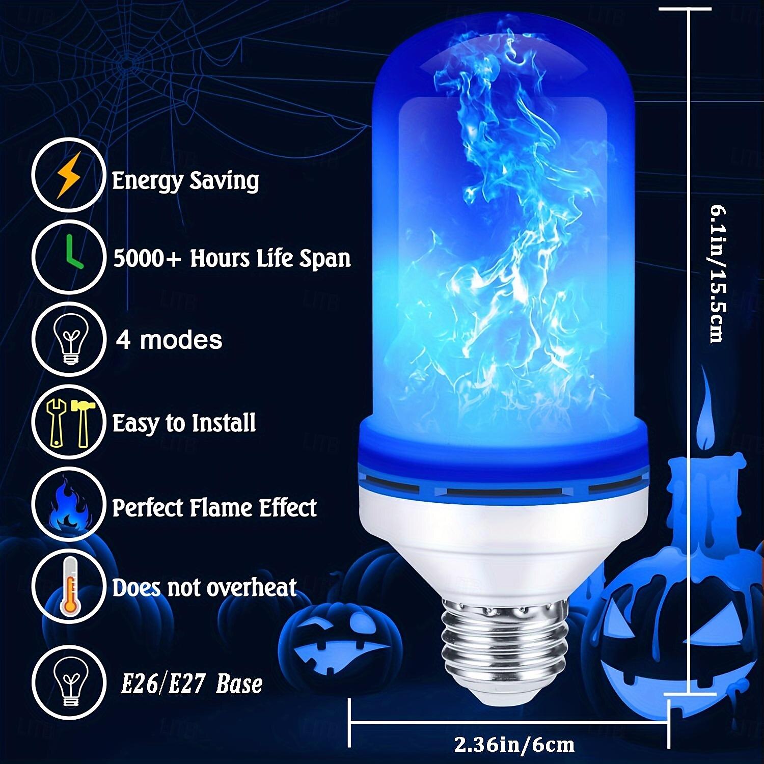 5W LED Fire Flame Effect Light Bulb, E26 E27 B22 4 Modes Fire Flickering Bulbs for Christmas Decoration Atmosphere Lighting with 4th Gear Gravity Sensor 1pc 2025 - $9.49 –P1