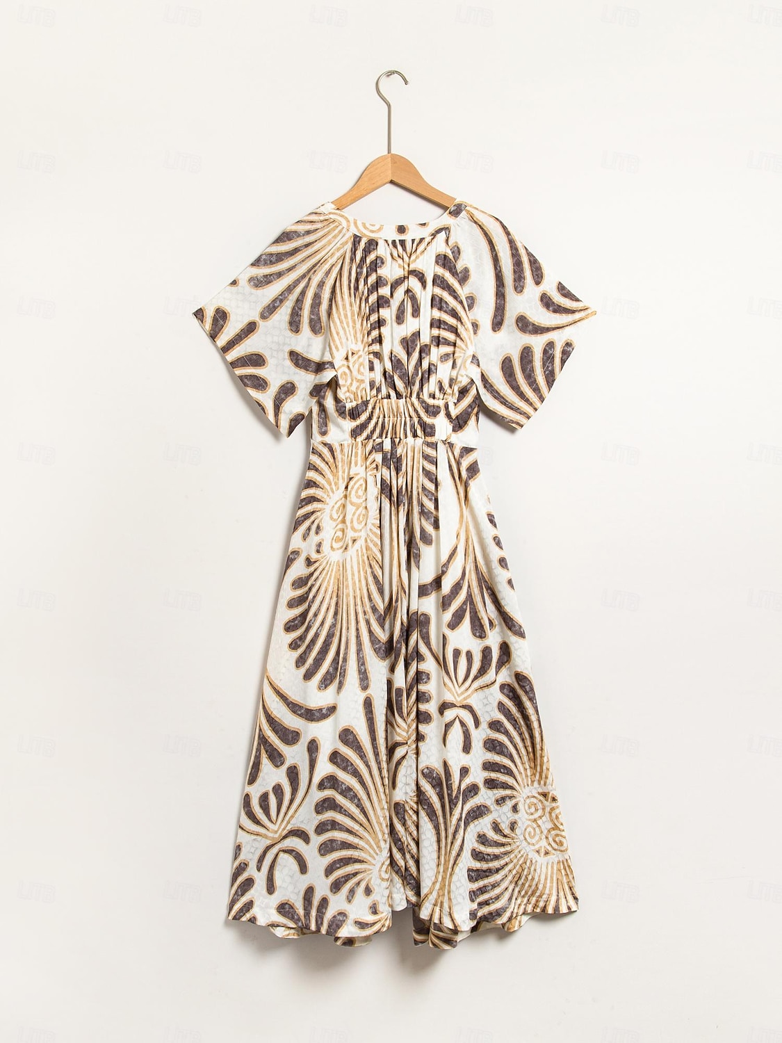 Femmes Robe Midi Robe Midi Marron Manche Courte Folk Ourlet irrégulier Printemps & Été Col en V Robe à Motifs S M L de 2025 ? $116.99 –P8