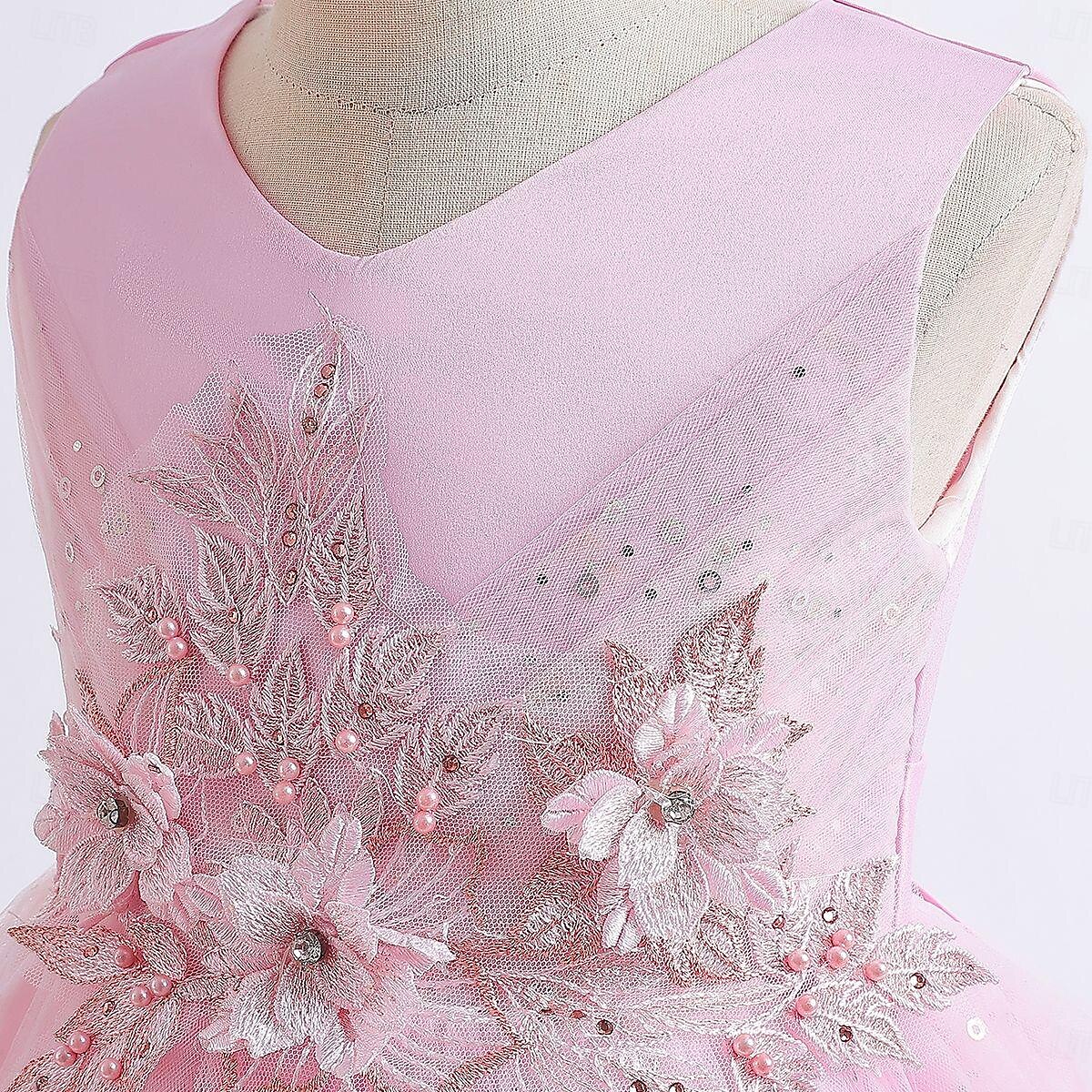 Děti Dívčí Květinové dívčí šaty Šaty Šaty na párty Pevná barva Bez rukávů Výkon Svatební Párty Výšivka Princeznovské Sladký Polyester Maxi Áčkové šaty Léto Jaro 3-13 let Světlá růžová Námořnická modř 2025 - $33.99 –P4