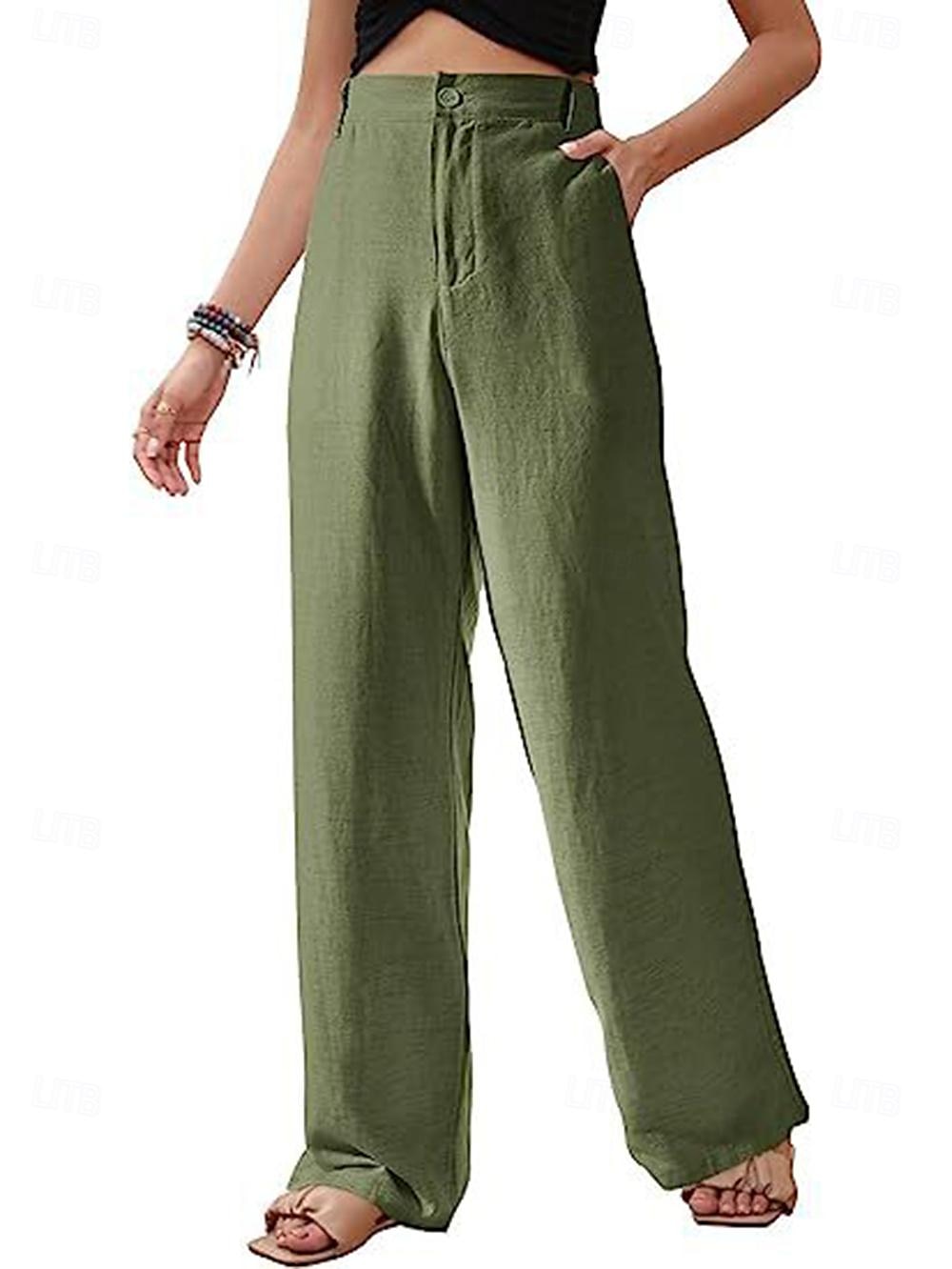 Femme Ample Pantalon Casual Quotidien Longue Plein Poches latérales Respirabilité Confortable Micro-élastique Fin de semaine Noir Blanche bleu marine Vert Printemps été Standard de 2025 ? $24.99 –P2