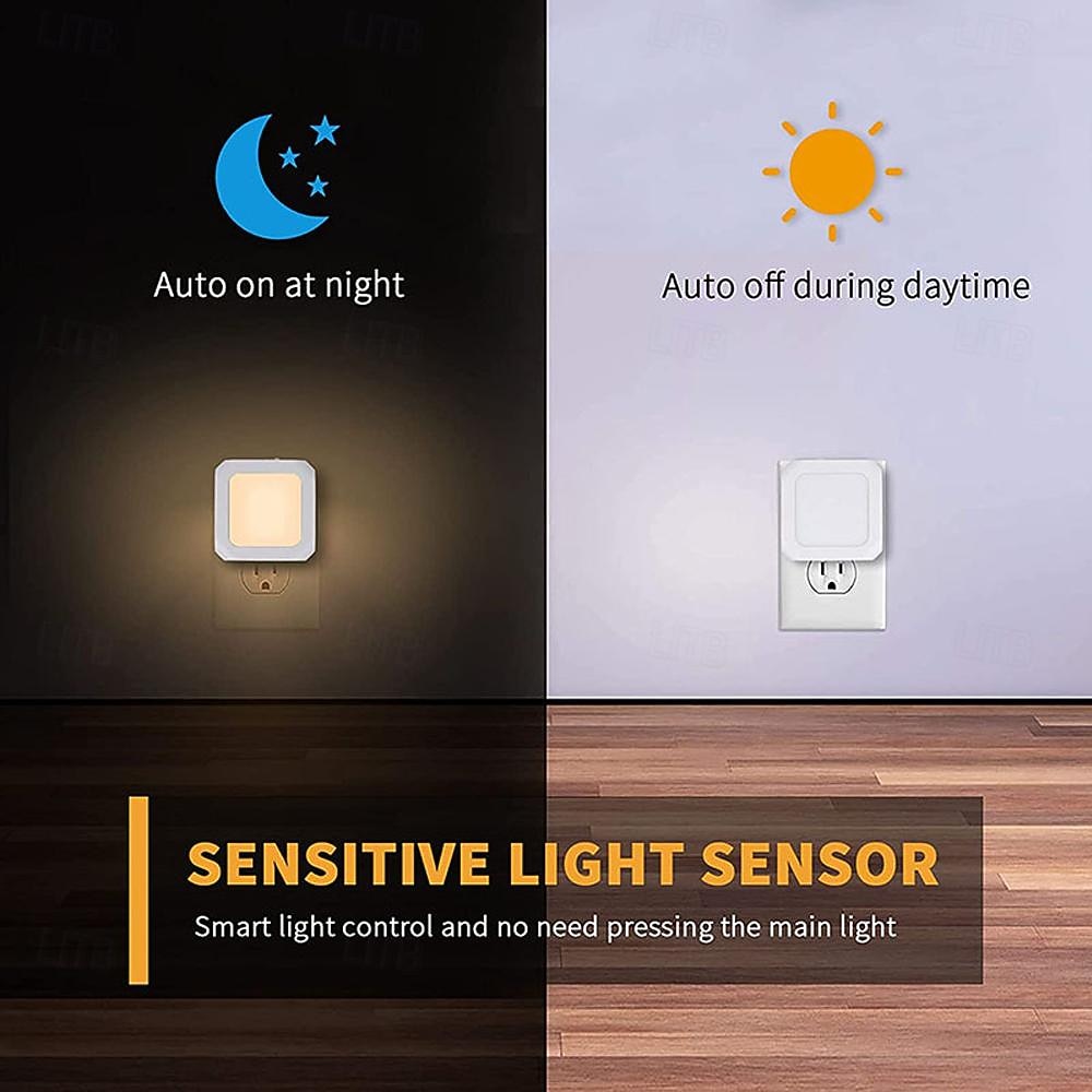 2pcs Plug In Night Light Twilight Sensor Dimmable Warmwhite Wireless Cabinet Light EU US UK for Kids Bedroom Auto Dusk to Dawn Sensor LED Night Lamp 2025 - $28.99 –P5